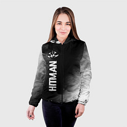 Куртка с капюшоном женская Hitman glitch на темном фоне по-вертикали, цвет: 3D-черный — фото 2