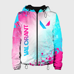 Куртка с капюшоном женская Valorant neon gradient style вертикально, цвет: 3D-черный