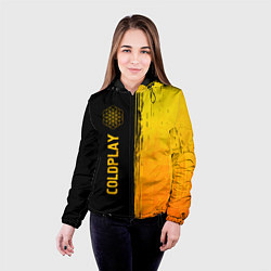 Куртка с капюшоном женская Coldplay - gold gradient по-вертикали, цвет: 3D-черный — фото 2