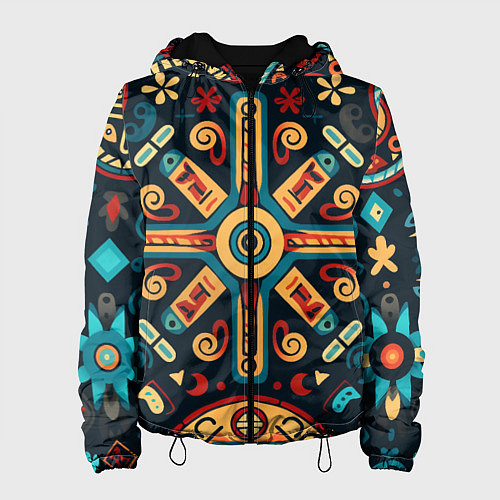 Женская куртка Симметричный орнамент в славянском стиле / 3D-Черный – фото 1