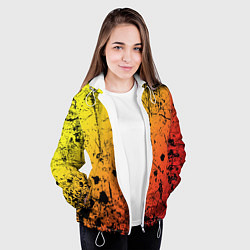 Куртка с капюшоном женская Огненный перелив заката с текстурой царапин и брыз, цвет: 3D-белый — фото 2