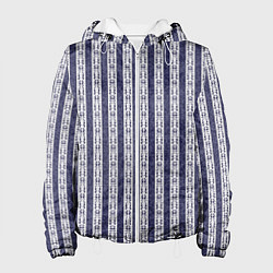 Куртка с капюшоном женская Светло-сиреневый полосатый с узором, цвет: 3D-белый