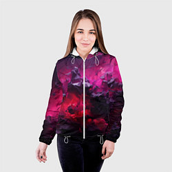 Куртка с капюшоном женская Фиолетовые элементы абстракция, цвет: 3D-белый — фото 2