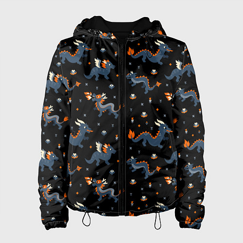 Женская куртка Коллаж драконов / 3D-Черный – фото 1