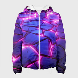 Куртка с капюшоном женская Неоновые фиолетовые камни со свечением, цвет: 3D-белый