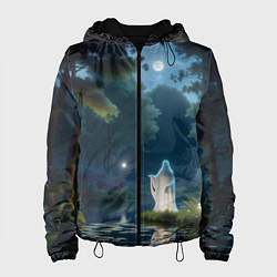Куртка с капюшоном женская Одинокий призрак в лесу, цвет: 3D-черный
