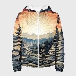 Куртка с капюшоном женская Искрящиеся снежинки в вальсе волшебства, цвет: 3D-белый