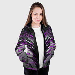 Куртка с капюшоном женская Киберпанк доспех фиолетовый, цвет: 3D-черный — фото 2