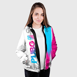 Куртка с капюшоном женская PUBG neon gradient style по-вертикали, цвет: 3D-черный — фото 2
