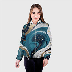 Куртка с капюшоном женская Бирюховые завитки, цвет: 3D-белый — фото 2