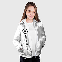 Куртка с капюшоном женская Ghost of Tsushima glitch на светлом фоне по-вертик, цвет: 3D-белый — фото 2