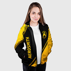 Куртка с капюшоном женская Aerosmith - gold gradient вертикально, цвет: 3D-черный — фото 2