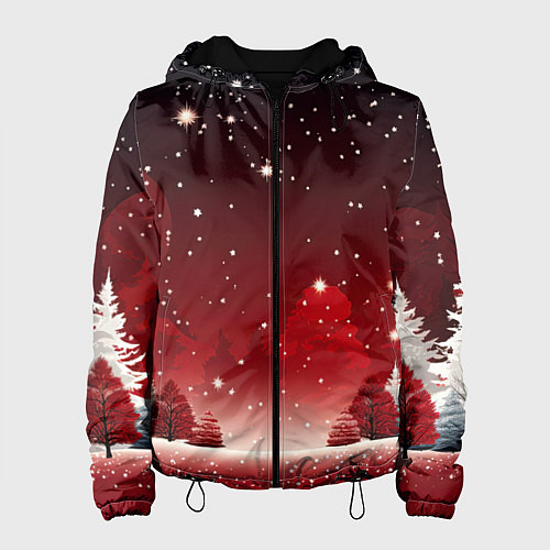 Женская куртка Зимний берег реки с деревьями и льдом / 3D-Черный – фото 1