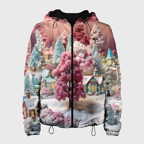 Женская куртка Зимний закат новый год / 3D-Черный – фото 1