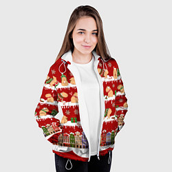 Куртка с капюшоном женская Капибара с семьей на Новый год, цвет: 3D-белый — фото 2