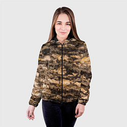 Куртка с капюшоном женская Текстура коры сосны, цвет: 3D-черный — фото 2