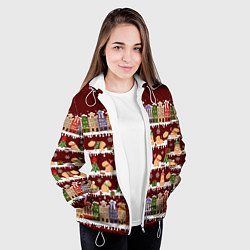 Куртка с капюшоном женская Капибара с семьей зимой, цвет: 3D-белый — фото 2