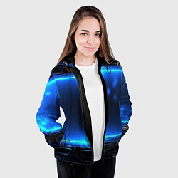 Куртка с капюшоном женская Синий неоновый экран, цвет: 3D-черный — фото 2