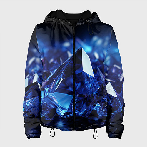 Женская куртка Синие прозрачные алмазы / 3D-Черный – фото 1