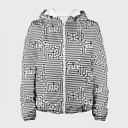 Куртка с капюшоном женская Лабиринт с иероглифами на белом, цвет: 3D-белый