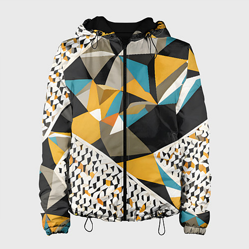 Женская куртка Красные жёлтые и чёрные треугольники / 3D-Черный – фото 1