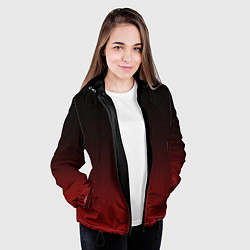 Куртка с капюшоном женская Градиент от тёмного до тёмно красного, цвет: 3D-черный — фото 2