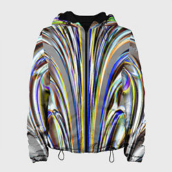 Куртка с капюшоном женская Струйчатый перламутровый узор, цвет: 3D-черный