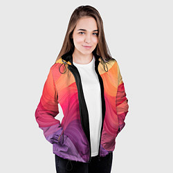 Куртка с капюшоном женская Желтый красный фиолетовый градиент, цвет: 3D-черный — фото 2