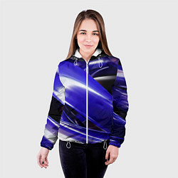 Куртка с капюшоном женская Blue black abstract, цвет: 3D-белый — фото 2