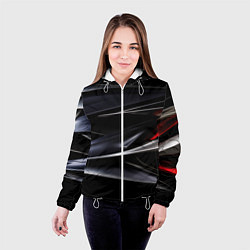 Куртка с капюшоном женская Black red abstract, цвет: 3D-белый — фото 2