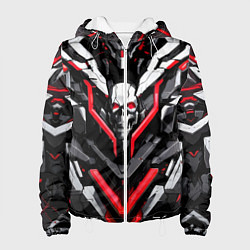 Куртка с капюшоном женская Красный скелетный киберпанк доспех, цвет: 3D-белый