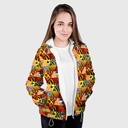 Куртка с капюшоном женская Лоскутные треугольники, цвет: 3D-белый — фото 2