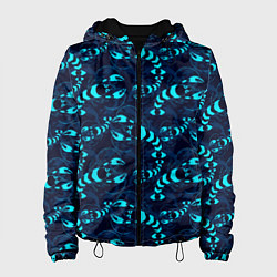 Куртка с капюшоном женская Голубые раки, цвет: 3D-черный