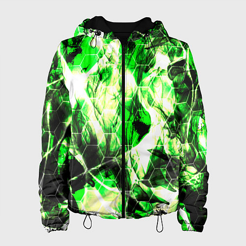 Женская куртка Зелёные узоры джунгли / 3D-Черный – фото 1