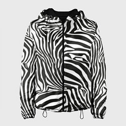Куртка с капюшоном женская Шкура зебры черно - белая графика, цвет: 3D-черный