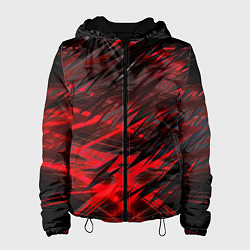 Куртка с капюшоном женская Черно красные текстуры, цвет: 3D-черный