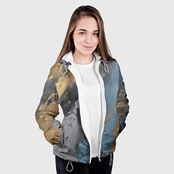 Куртка с капюшоном женская Мазки краски - нейросеть, цвет: 3D-белый — фото 2