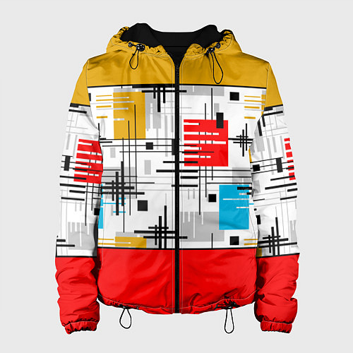 Женская куртка Узор красного горчичного цвета / 3D-Черный – фото 1