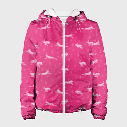 Куртка с капюшоном женская Розовые зайцы, цвет: 3D-белый