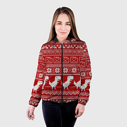 Куртка с капюшоном женская Динозаврик гугл хром - красный, цвет: 3D-черный — фото 2