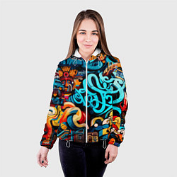 Куртка с капюшоном женская Abstract graffiti - ai art, цвет: 3D-белый — фото 2