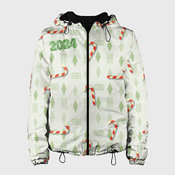 Куртка с капюшоном женская Новогодняя сладость, цвет: 3D-черный