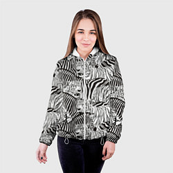Куртка с капюшоном женская Зебры и тигры, цвет: 3D-белый — фото 2