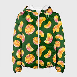 Куртка с капюшоном женская Мандариновые дольки, цвет: 3D-белый