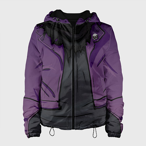 Женская куртка Фиолетовая косуха лича с черепами / 3D-Черный – фото 1