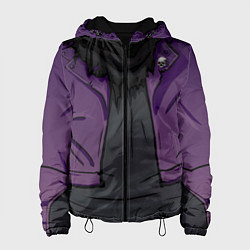 Куртка с капюшоном женская Фиолетовая косуха лича с черепами, цвет: 3D-черный