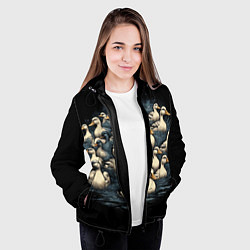 Куртка с капюшоном женская Утки в пруду, цвет: 3D-черный — фото 2
