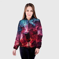 Куртка с капюшоном женская Кубы в красном и фиолетовом дыме, цвет: 3D-черный — фото 2