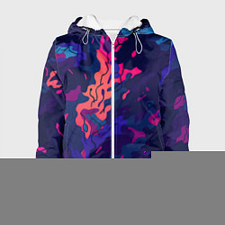 Куртка с капюшоном женская Яркая абстракция в стиле камуфляжа, цвет: 3D-белый