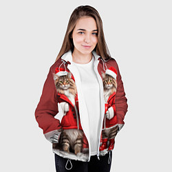 Куртка с капюшоном женская С новым котом - два кота в костюмах Санты, цвет: 3D-белый — фото 2